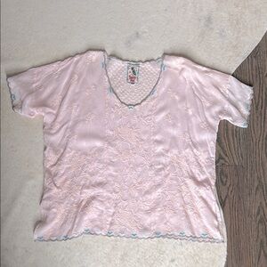 Johnny Was Short Sleeve Embroidered Eyelet Blouse NWOT, Small